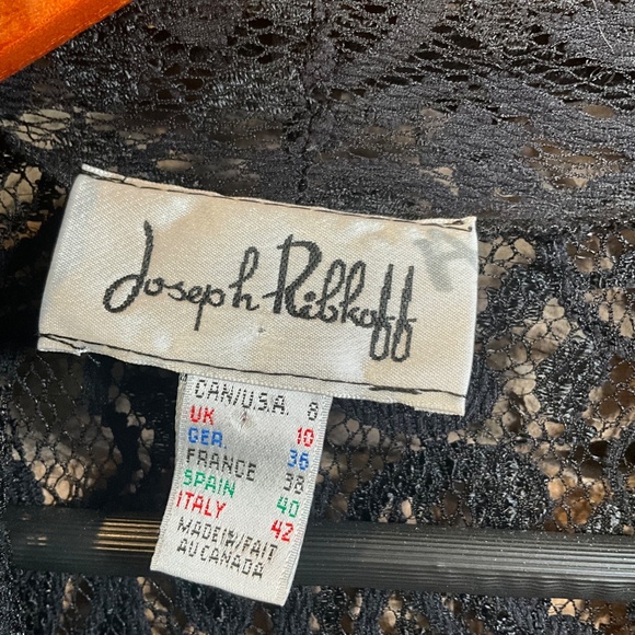 Vintage 90s Joseph Ribkoff Lace Open Front Sweater Topper Bridal Evening Black 8 - Picture 8 of 10